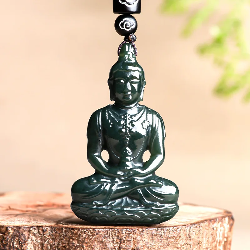 

Новый натуральный старый материал Hetian Jade, черный, зеленый, нефритовая ваза, каменный кулон Гуаньинь, мужские и женские модели, очаровательное ювелирное ожерелье