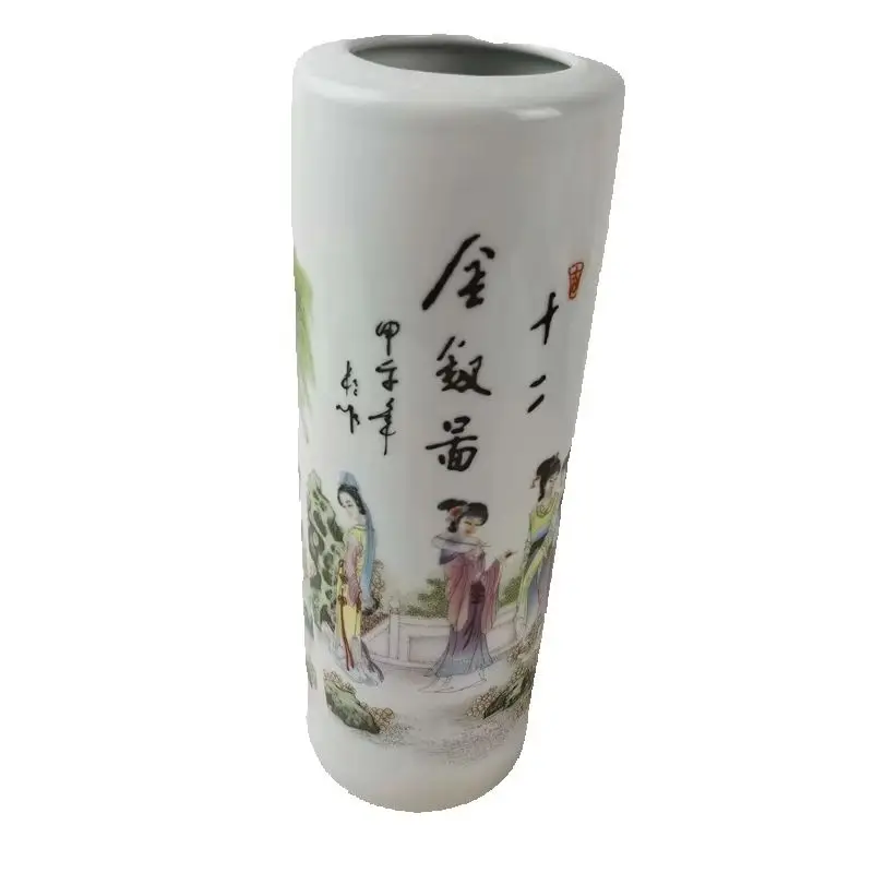 Pastel Chinese Old Porcelain Vase Ancient 12 Beauties Pattern Collectible Antique Decorative Home Decor