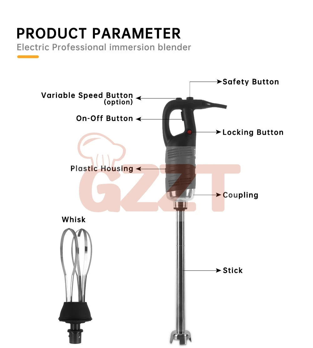 GZZT 850W High Speed Handheld Blender Commercial Immersion Blender Food Processors Multi-functional Fixed/Variable Speed Mixer