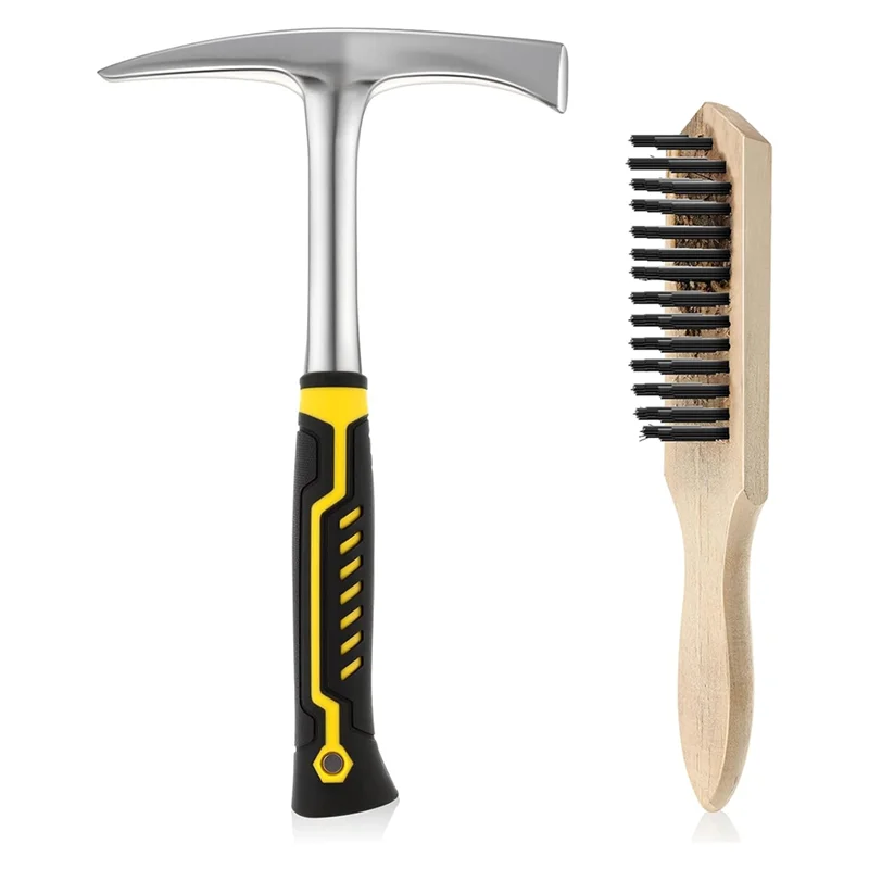 

ABKO-Welding Chipping Hammer And Wire Brush, Heavy Duty Steel Slag Hammer With Wirs Removal Tool For Welders