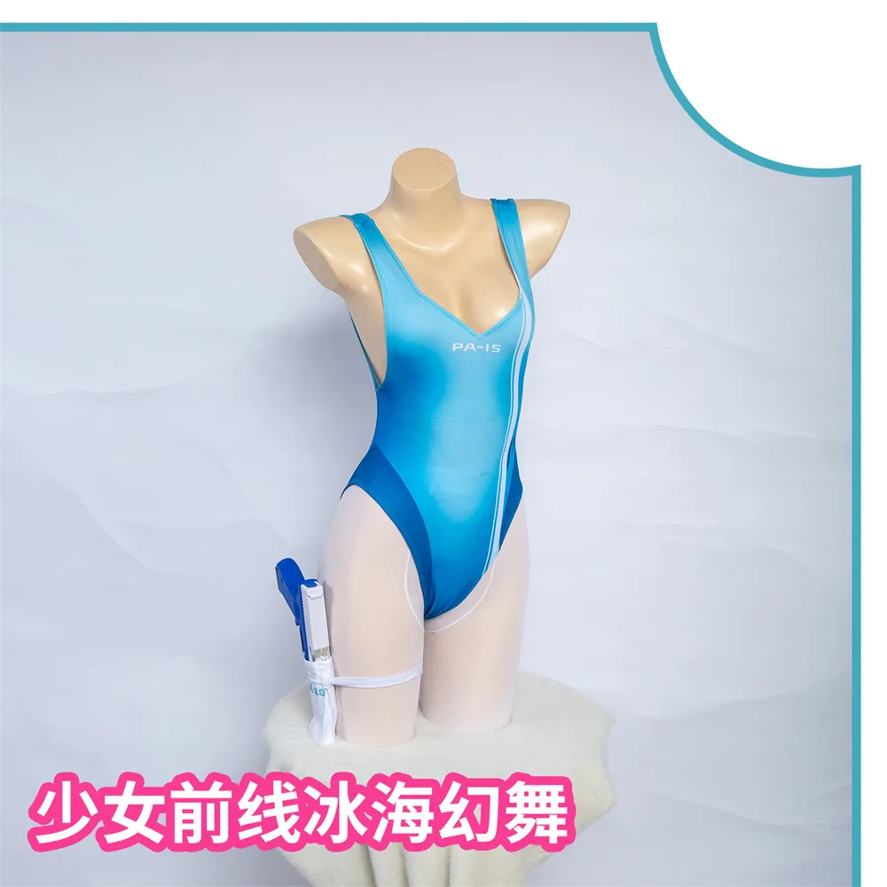 AGCOS Girls Frontline Bikini Cosplay Costume Sukumizu Swimsuits Blue Sexy Swimwear Cosplay Suits