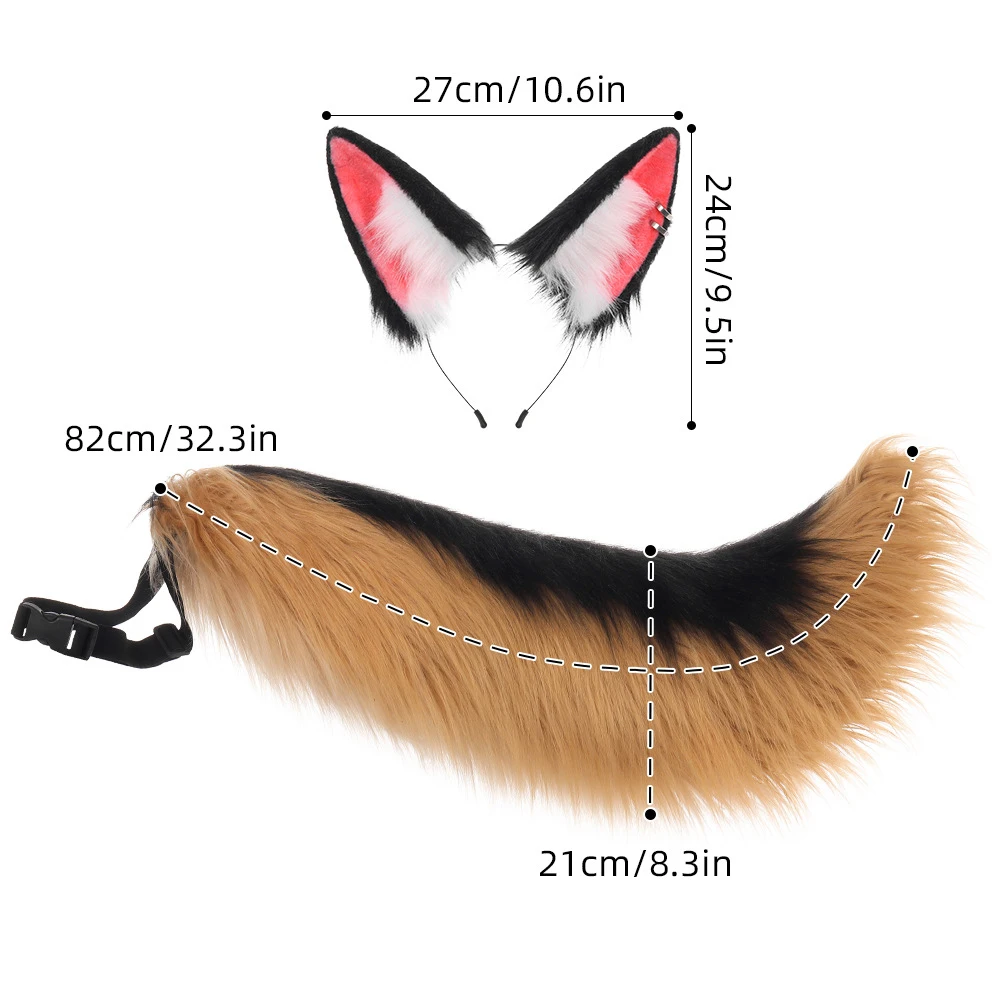 Spiel Anime Hundeohren Kopfbedeckung Schwanz Pelziger Fursuit Wolfsohren Stirnband Cosplay Requisiten Accessoires Party Club Lolita Plüsch Haarbänder – Detail 1