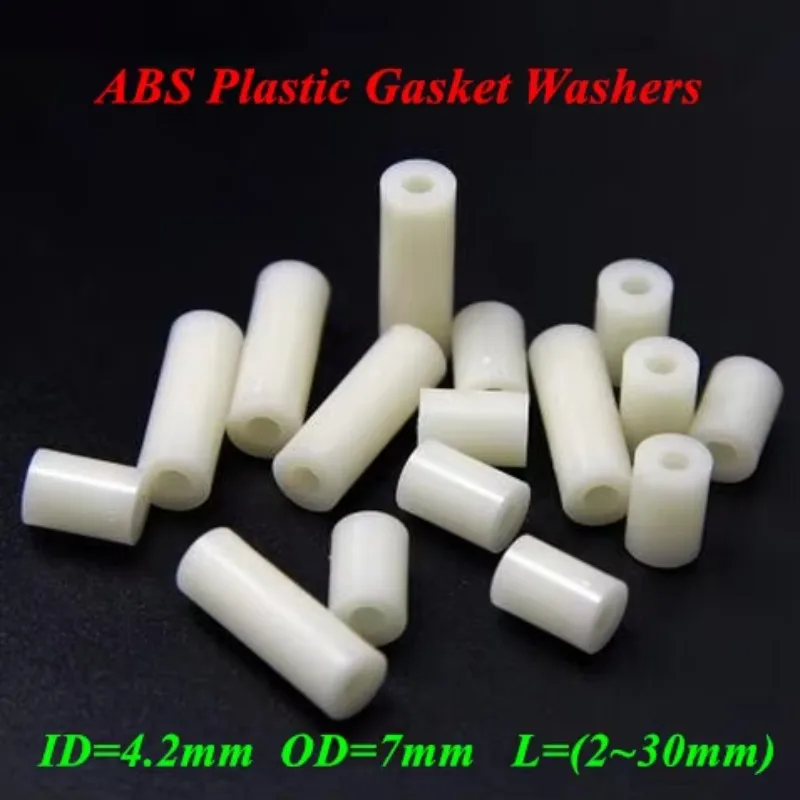 Espaciador redondo nailon ABS M4,placa PCB,tubo columna,arandelas cuña aislamientoID=4,2mmOD=7mm,tornillose spaciados, 1000 Uds.
