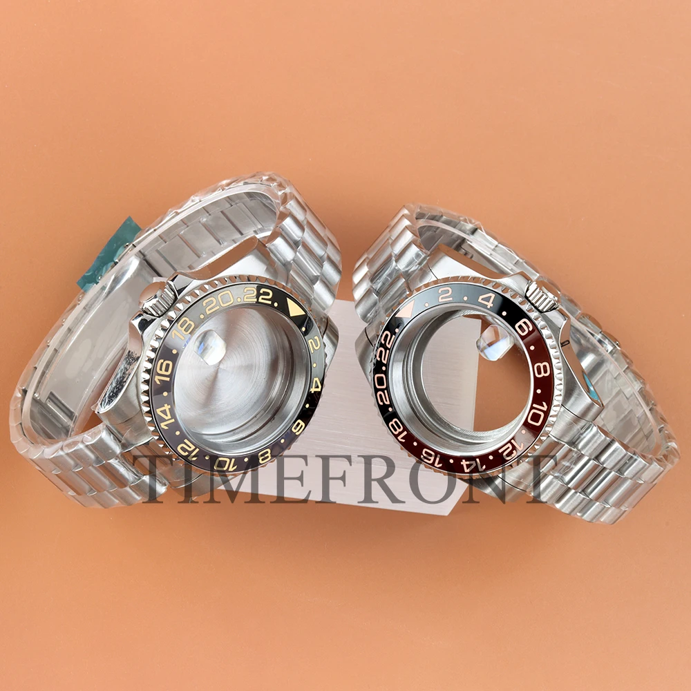 Fit GMT 40MM Watch Case Sapphire Mirror Glass Waterproof Multi-functional For NH34 NH35 NH36 NH38 Automatic Movement 28.5mm Dial