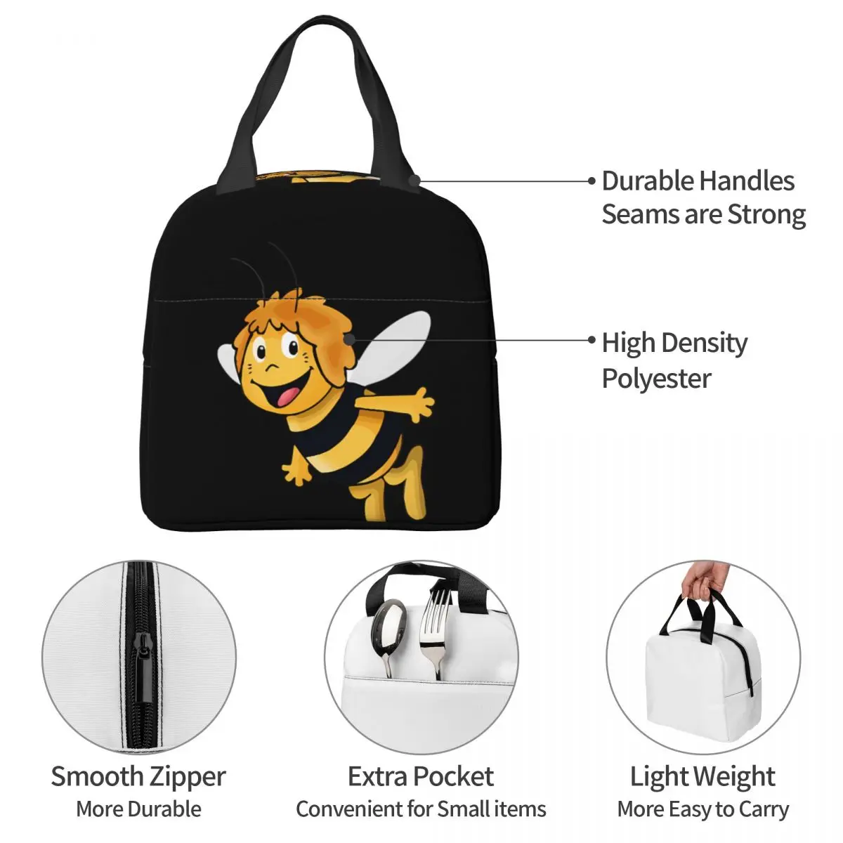 Maya The Bee Lunch Bag Unisex Portable Cooler Insulated Lunch Box Food Bento Box