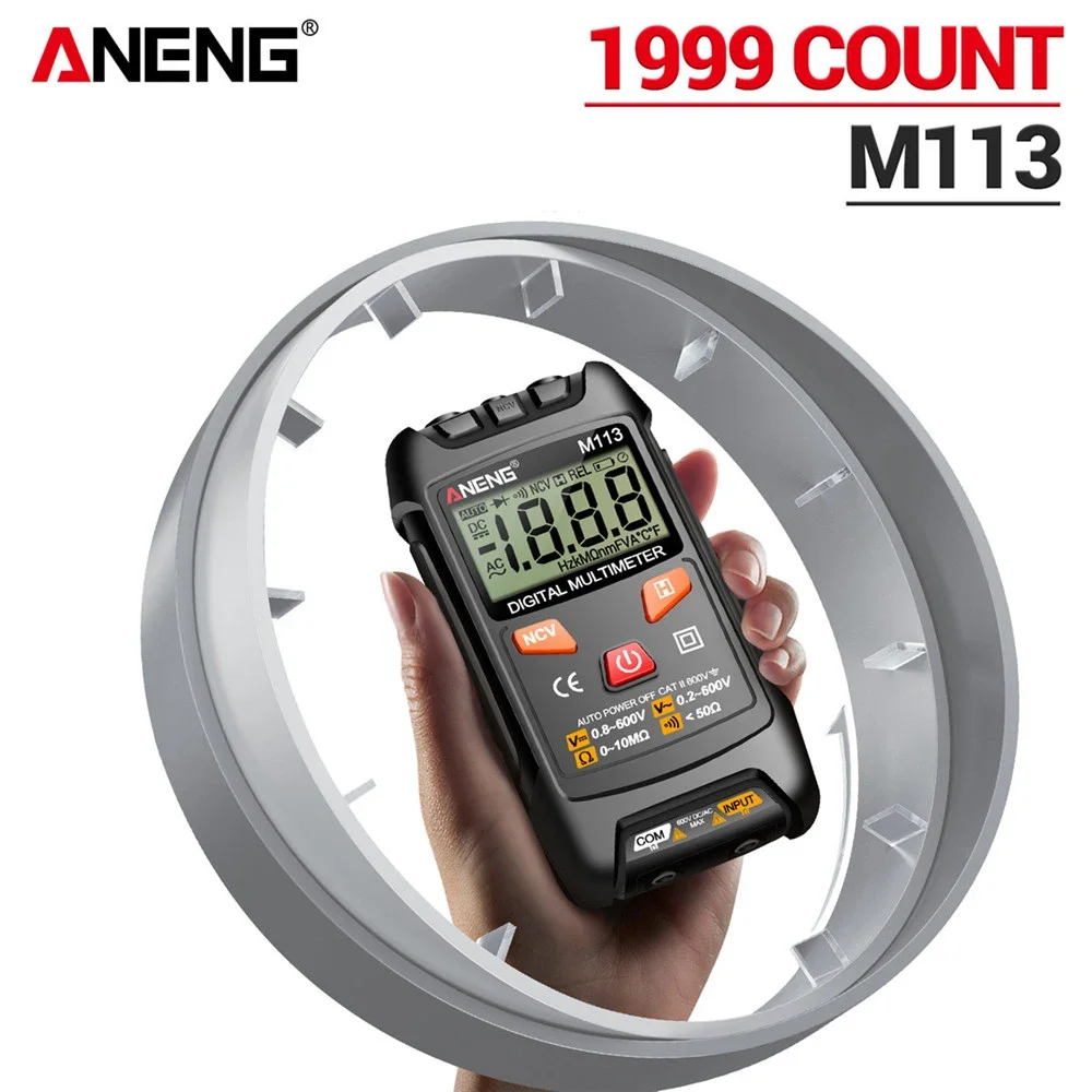 

ANENG M113 Voltmeter 600V 1999 Volt Tester Electricity Counts Multimetro Mini Digital Multimeter AC/DC Ohm NCV Resistance Tools