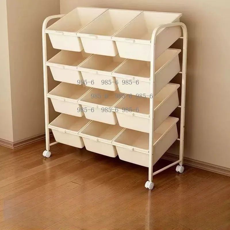 Home Cabinet Storage Organizer, Multilayer Floor Shelf with Bins & Space Saving Bookcase