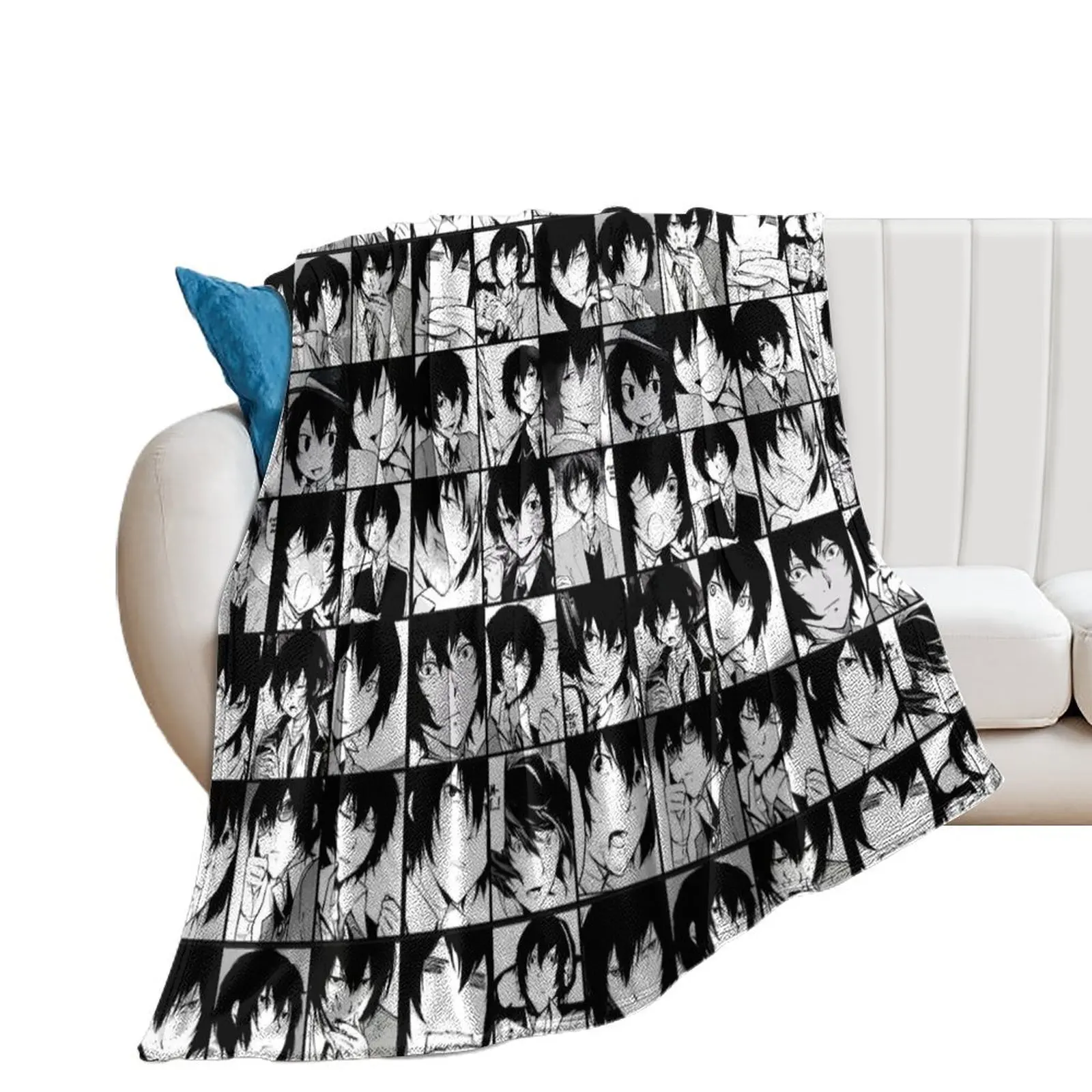 

Dazai osamu collage- manga black and white version Throw Blanket halloween Comforter Blankets