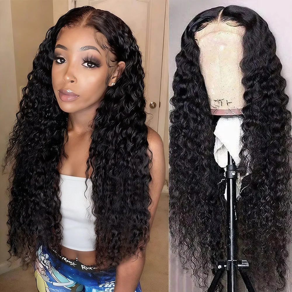 

Прозрачный парик с закрытием 4x4, глубокая волна, кружевной фронт, 100% натуральные человеческие волосы, предварительно снятая линия роста волос, 16-30 дюймов, натуральный цвет, парик с кружевным закрытием