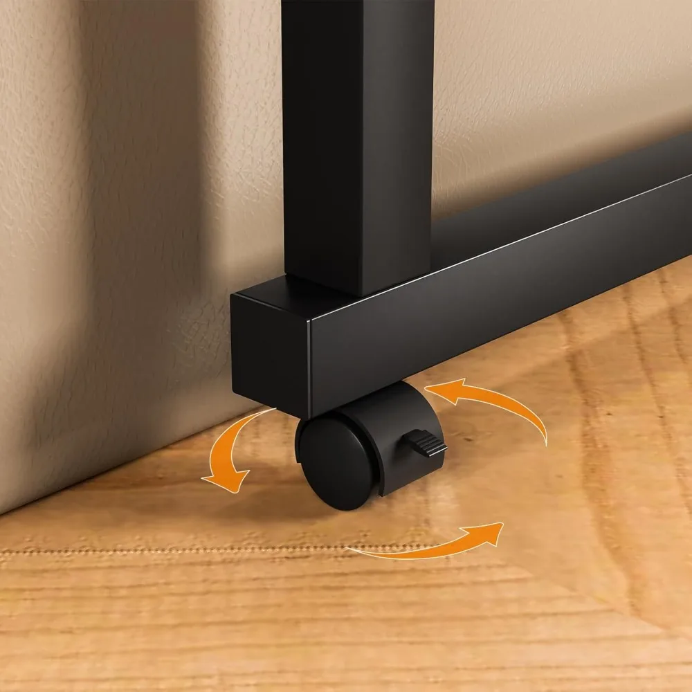 Adjustable Height Overbed Table, Rolling Overbed Bedside Desk with Raised Baffle and Spacious Desktop, Over BedTable with Wheels