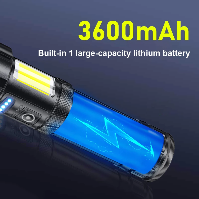 Super 300W Ultra Powerful Flashlight Built 3600mAh Battery Rechargeable Tactical Torch High Power Led Flashlight Camping Lantern