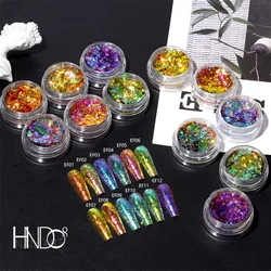 HNDO New Chameleon Opal Flakes Nail Powder Chunky Glitter for Nail Art Decorations Manicure Color Shift Powders EF Series