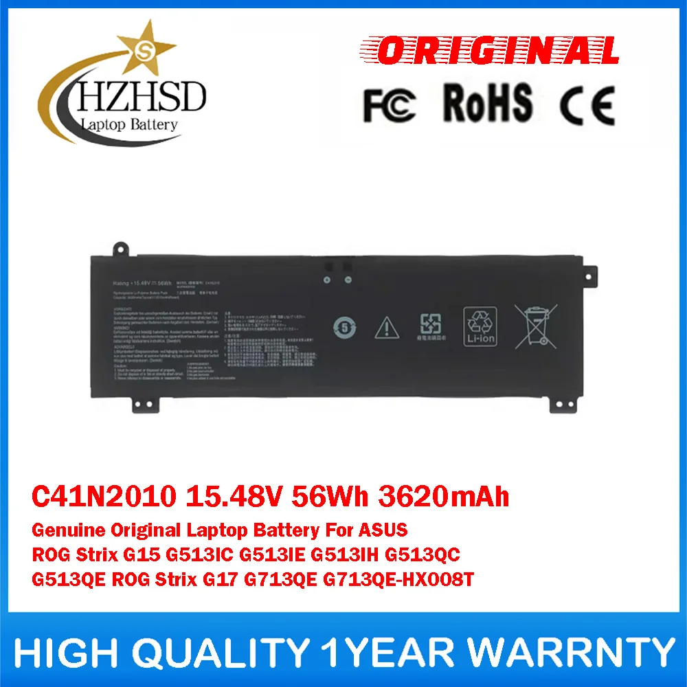 

C41N2010 15.48V 56Wh 3620mAh Genuine Original Laptop Battery For ASUS ROG Strix G15 G513IC G513IE G513IH G513QC G513QE ROG Strix