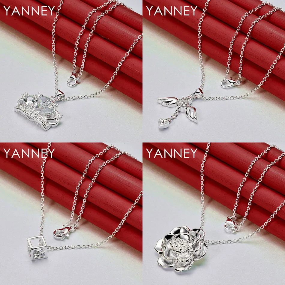 

Elegant 925 Sterling Silver 16-30 Luxury Flower Crown Zircon Necklace Women Party Accessories Wedding Gift