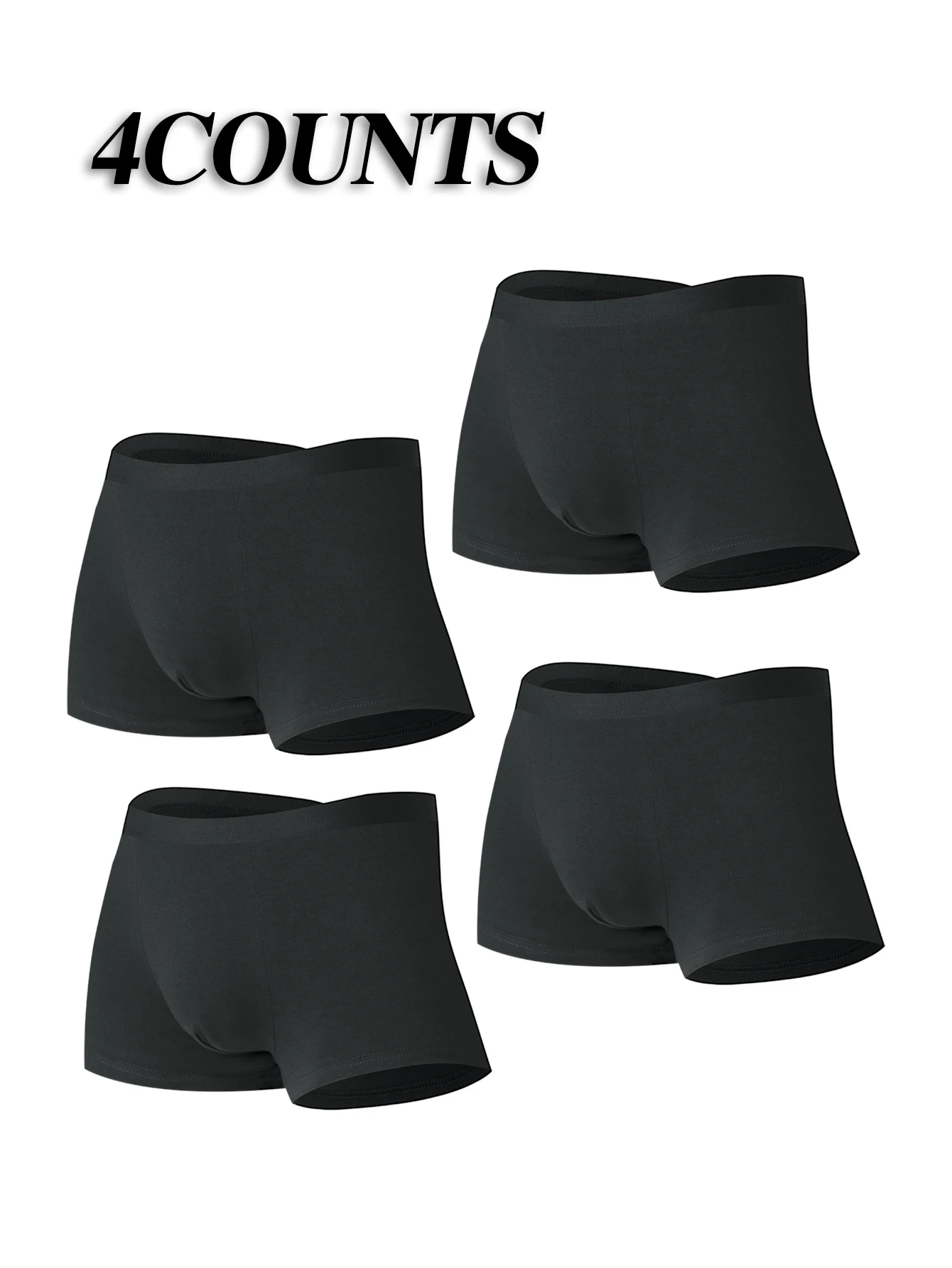 Men's underwear 4 pcs fashion solid color boxer shorts new comfortable and soft boy's boxer shorts