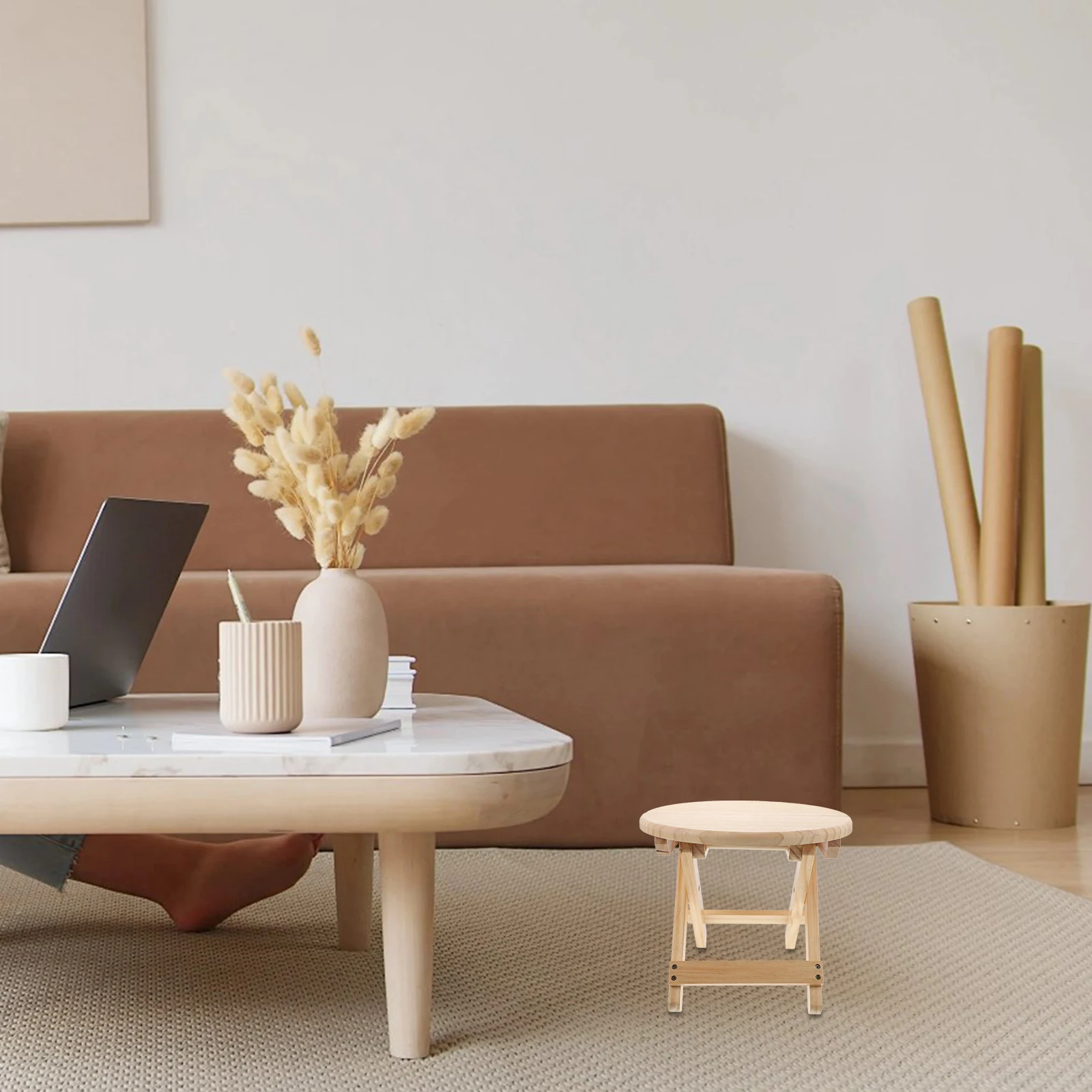 

Folding Stool Wood Low Round Home Shoe Changing Non Skid Kids Step Sturdy Easy Clean Household Multi Purpose