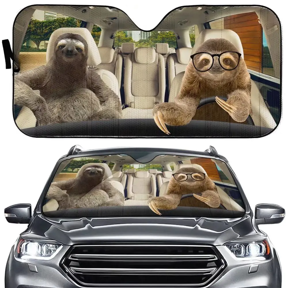 

Funny Bradypod Driving Car Windshield Sun Shade Family Sunshades Animal Fan Auto Front Window Funny Shades Truck Pickup SUV Sun