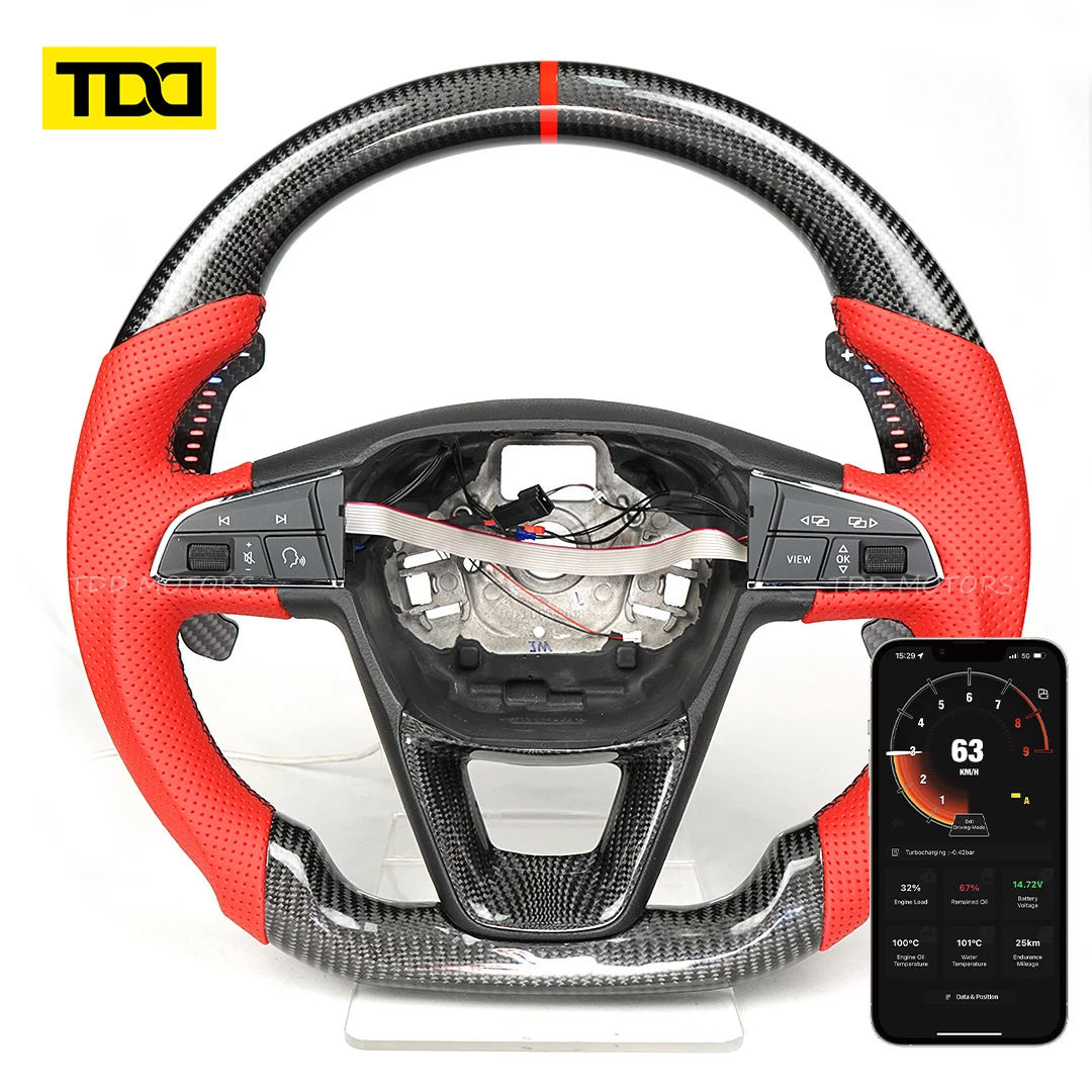 TDD Motors Real Carbon Fiber Aluminum RPM LED Magnetic Paddle Shifter For Seat Leon Cupra Formentor Leon ST Audi B8 B8.6