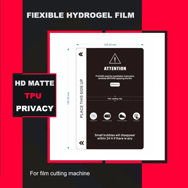 50PCS TPU HD PRIVACY MATTE  Flexible Hydrogel Film Mobile Phone Screen Protective Film Screen Protector For Cut Machine