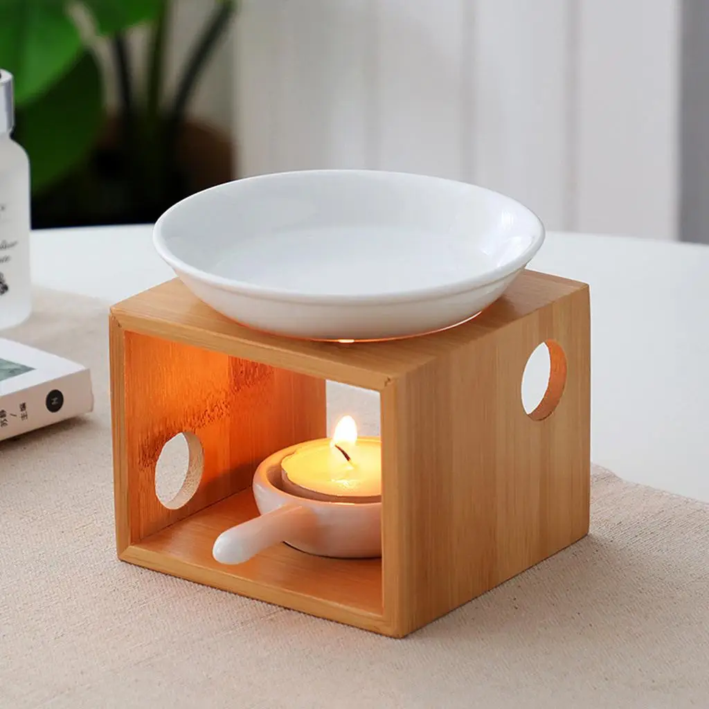 Oil Burner Wax Melt Burner Tealight Oil Warmer with Candle Spoon Home Decor