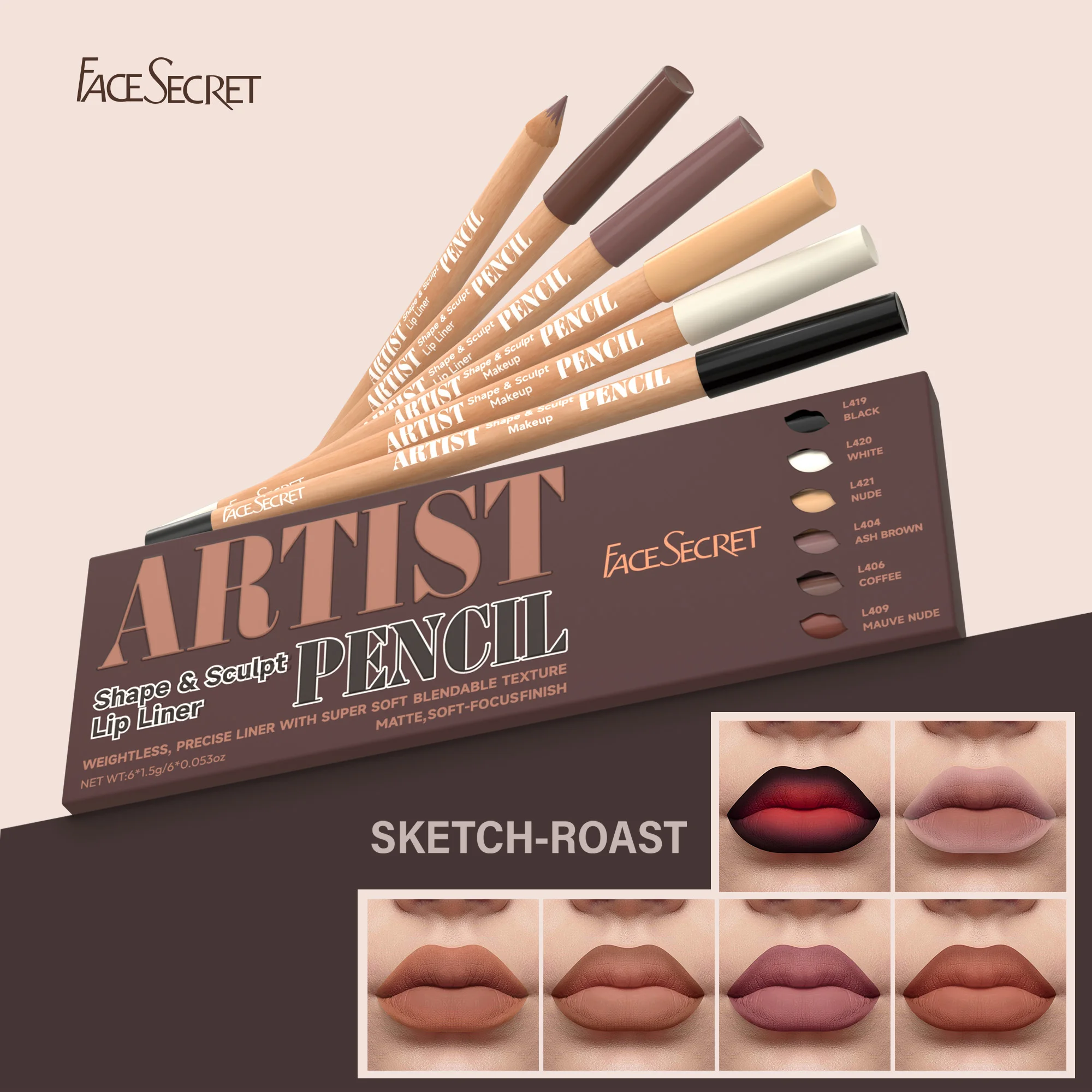 Regalo per il ringraziamento: set di matite per labbra da 6 pezzi, tonalità nude/rosa/caffè, impermeabile, di lunga durata, seta, facile da colorare, combo per il trucco delle donne,