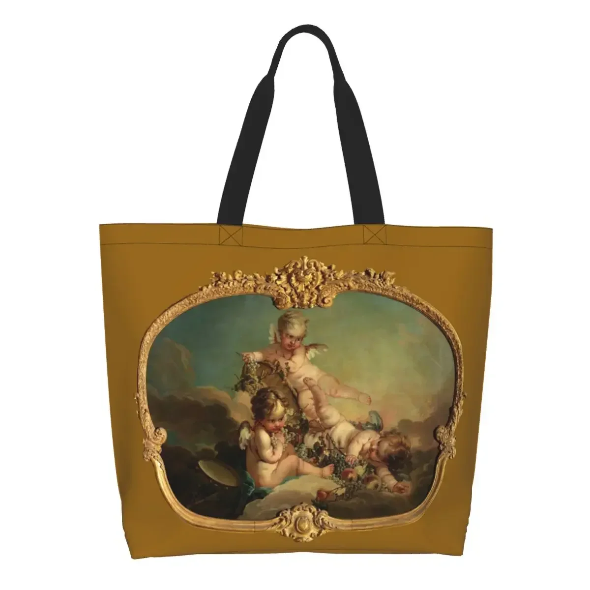 Funny Printing Allegory Of Autumn Shopping Tote Bags Washable Canvas Shopper Shoulder Boucher Rococo Renaissance Handbag