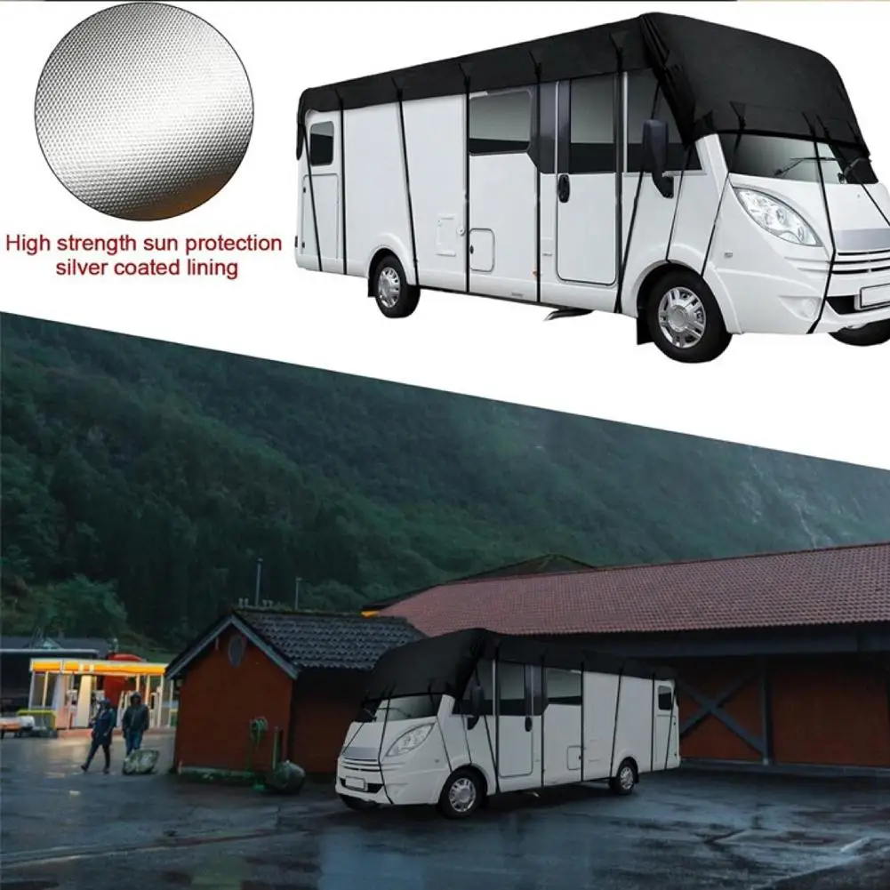 

Waterproof 5 x 3m RV Roof Protective Cover Black Foldable Sunscreen RV RV Cover Resistant Roof Supplies