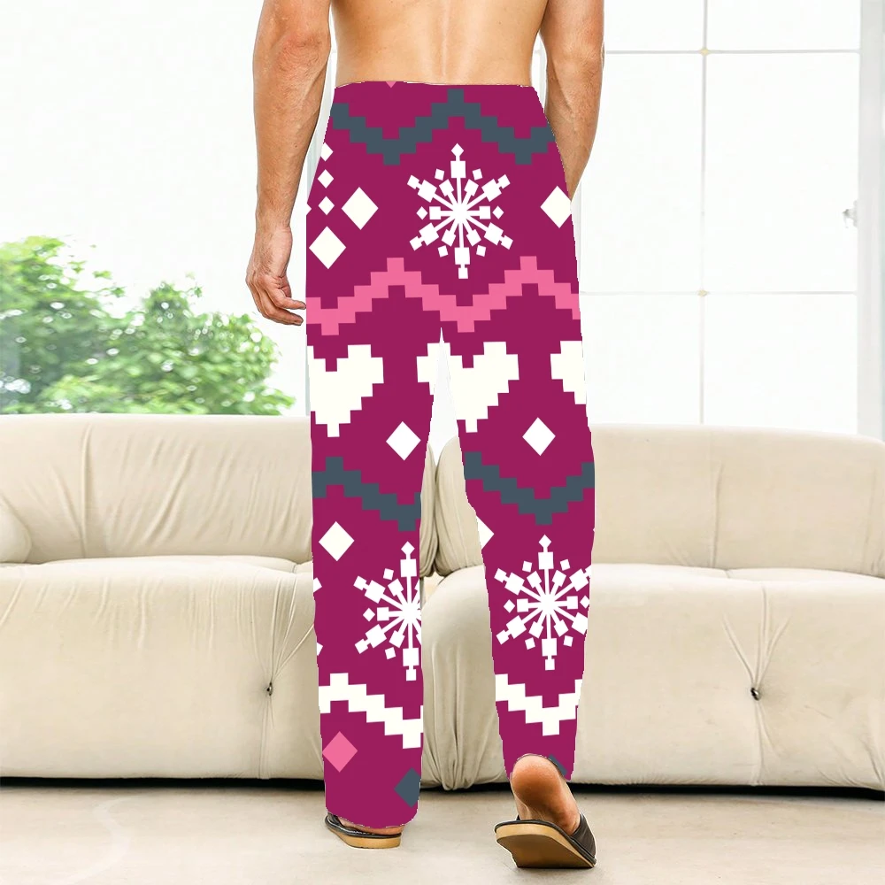 Pantalones de pijama con patrón de píxeles de Navidad para hombre y mujer, ropa de dormir supersuave, Unisex, con bolsillos y cordón