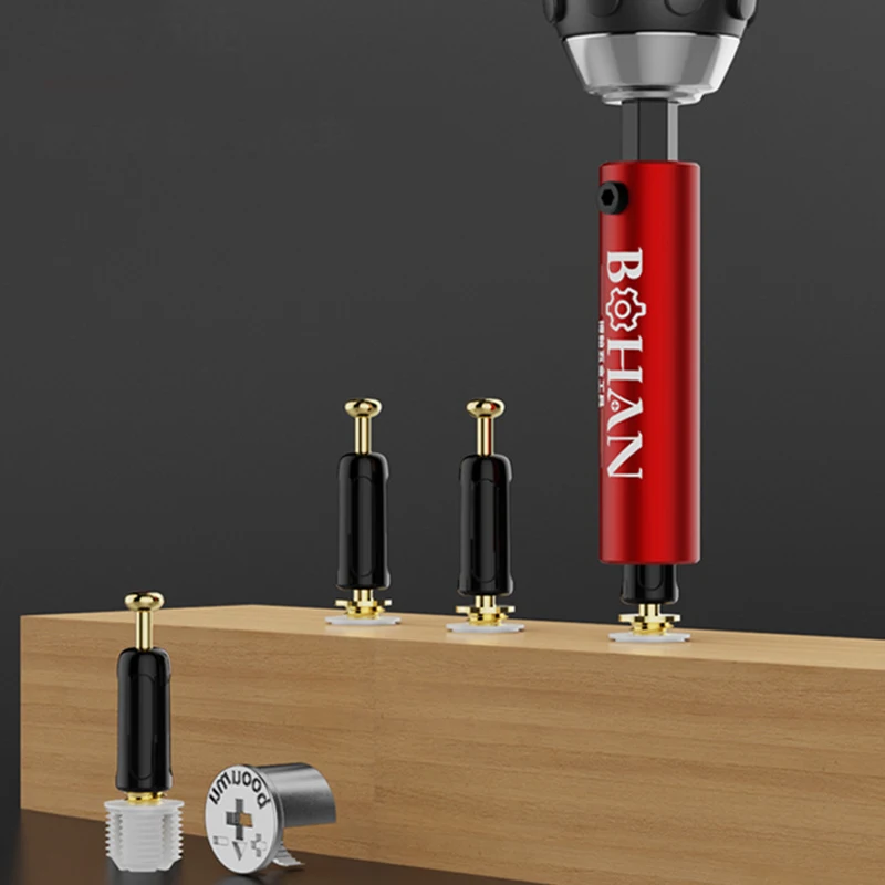 4PCS 3 in 1 Sleeve Connecting Rod Furniture Quick Installation Strong Magnetic Screwdriver Bits Head Woodworking Tool