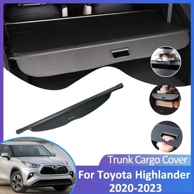 

Auto Trunk Cargo Cover for Toyota Highlander XU70 2023 2022 2021 2020 Accessorie Rear Boot Curtain Tray Retractable Anti-peeping