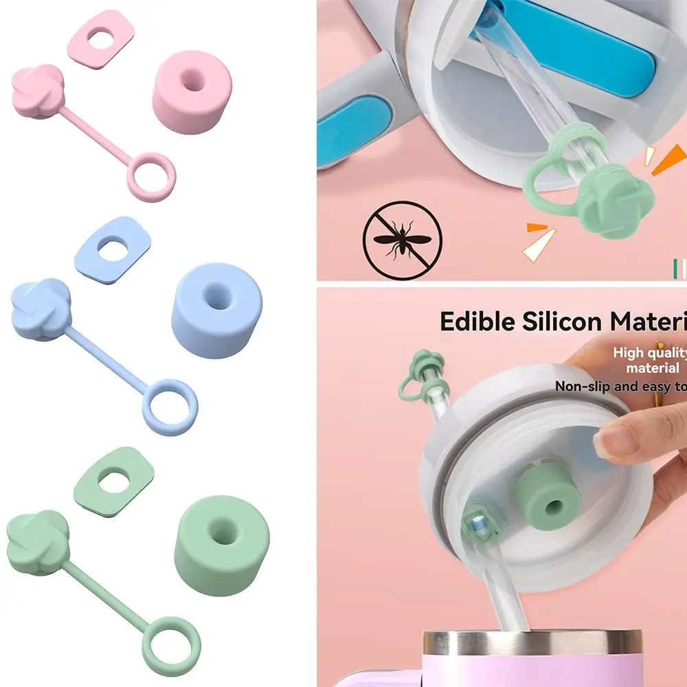 3Pcs Silicone Straw Cover Cap Spill Leak Stopper Dust Proof Spill Proof Stopper Set Tumbler Accessories Reusable for 30oz Cup