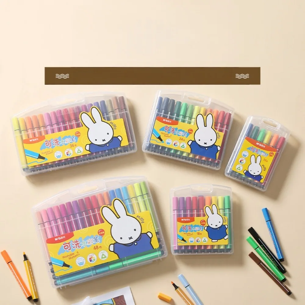 

Моющаяся акварельная ручка с рисунком Miffy, цветная ручка для рисования, студенческая детская кисть, треугольный столб, простая в использовании и безопасность