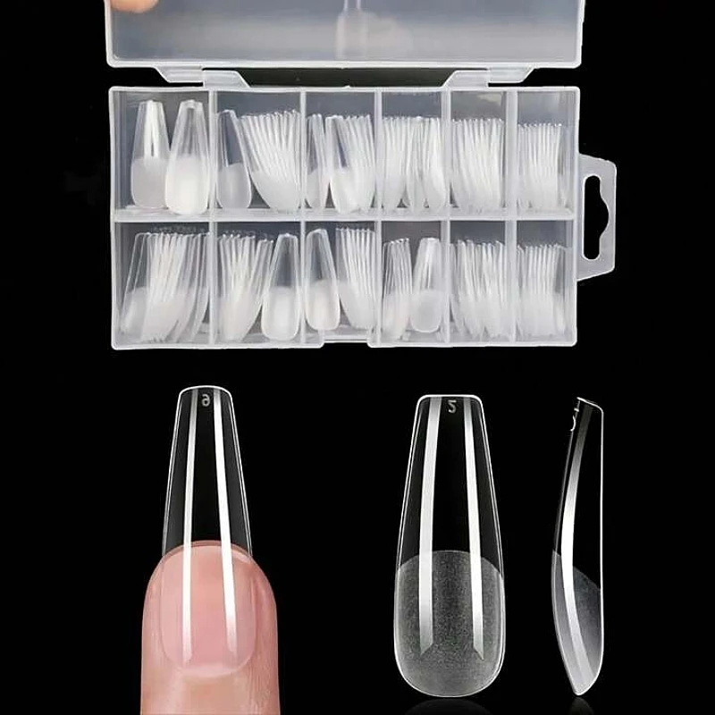 120 Stuks Volledige Dekking Druk Op Nagel Tips Stiletto Amandel Vierkante Doodskist Franse Valse Fake Soak Off Gel Nail Extension tips Capsule