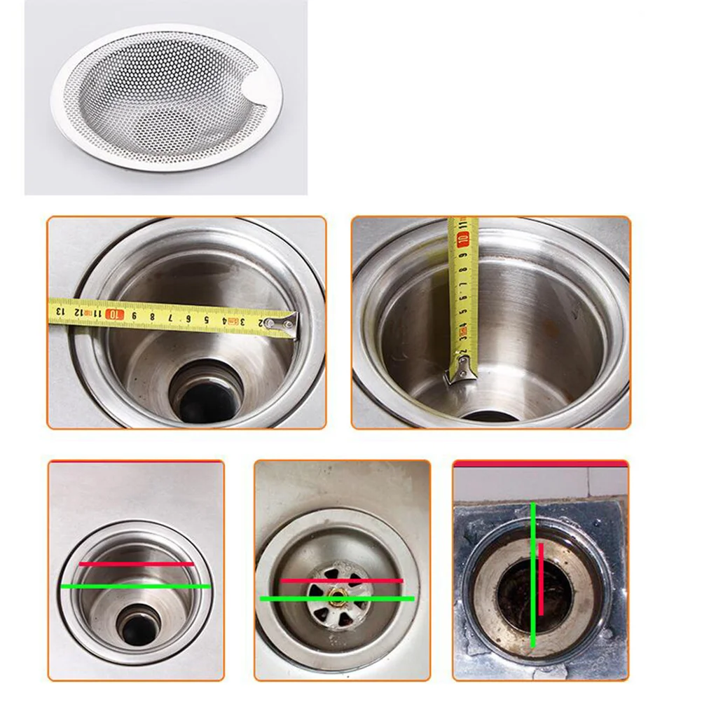 

3Pcs Rustproof Stainless Steel Filter Net Bathroom Kitchen Floor Drain Hair Strainer Bathtub Filter Net Floor Drainer