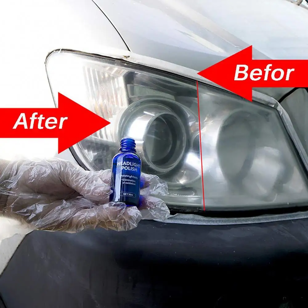 Car Headlight Scratch Remover Fast 30ml UV Protection Car Light Cleaner Automotive Headlight Restoration Kit Car Polishing