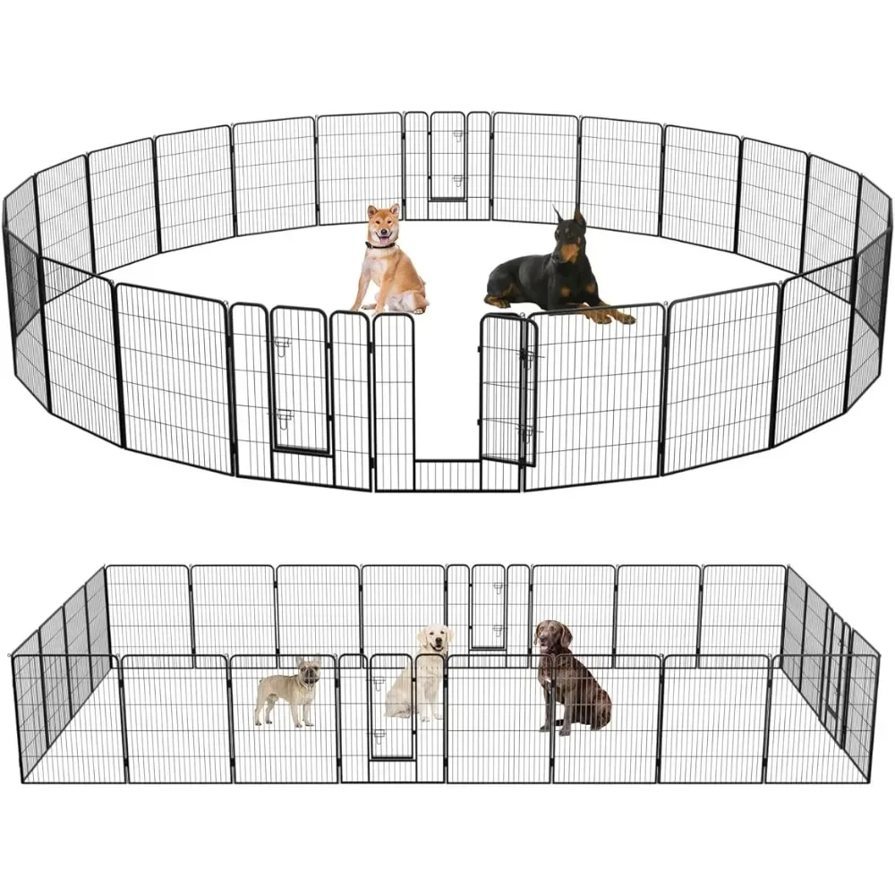 24 Panels 40 Inch Hight Indoor Outdoor Folding Metal Portable Puppy Exercise Pen Heavy Duty Dog Fence for Yard Camping,Black