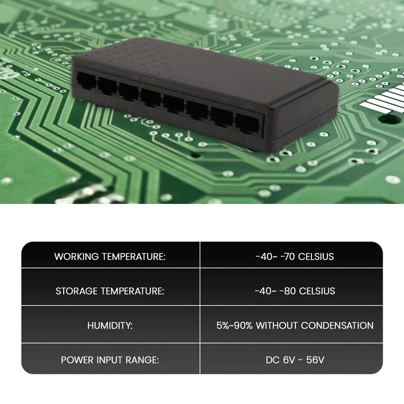 8 Ports 6+2 POE Switch Injector Power over RJ45 Ethernet Family Network System 10/100M for Cameras Without Power Adapter