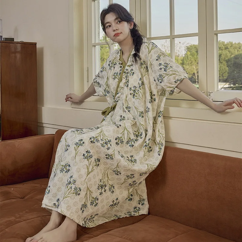 Sommer Damen Kurzarm-Schlafkleid mit Brustpolsterung Mädchen Damen Loungewear Weiche Homewear Atmungsaktives Freizeit-Nachthemd für Teenager