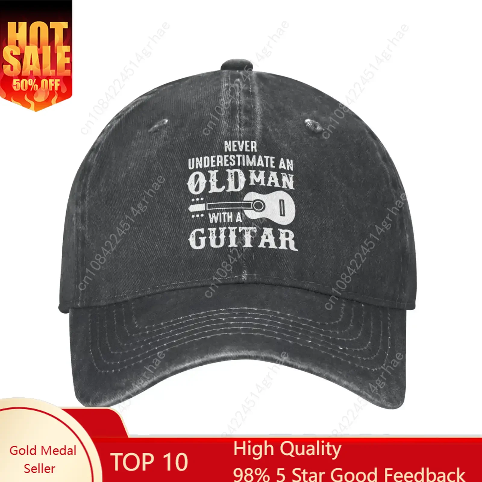 

Funny Hat Never Underestimate an Old Man with A Guitar Hats Men Baseball Cap Cute Caps