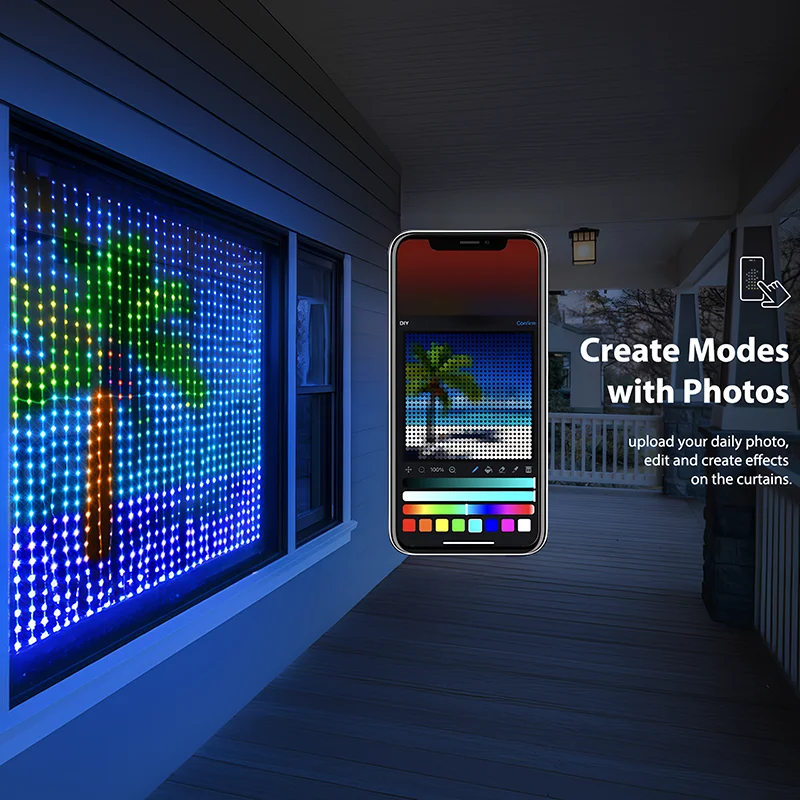 LED 사진 디스플레이 크리스마스 커튼 조명, 정적 및 동적 커튼 스트링 조명, 침실 방 창 장식에 적합