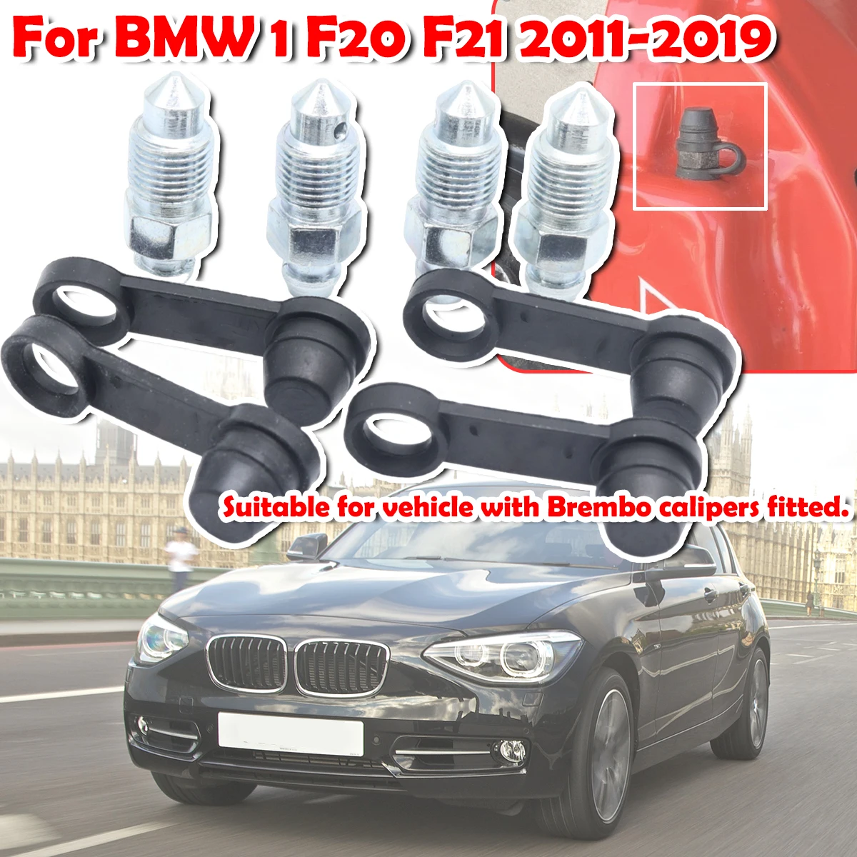 

Rear Bleeder Valves and Rubber Dust Caps Left Right Caliper Bleed Nipple Screw Repair Kit For BMW 1 F20 F21 2011 2012 - 2019