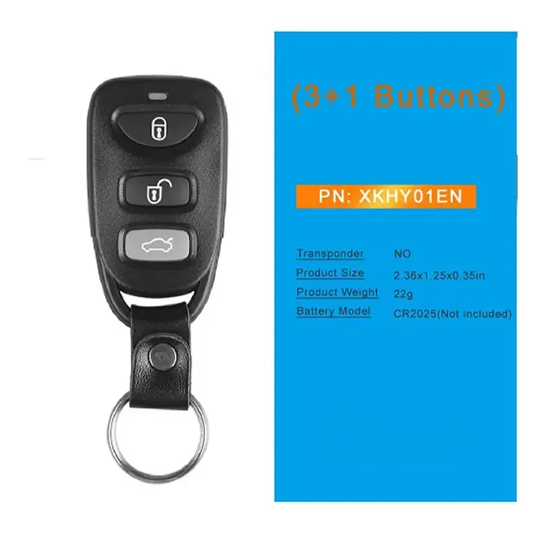 Efficientt-XKHY01EN Wire Remote Key 5PCS Set Including Chip For Hyundai 3+ 1 Buttons English Version Working With Xhorse VVDI Ke