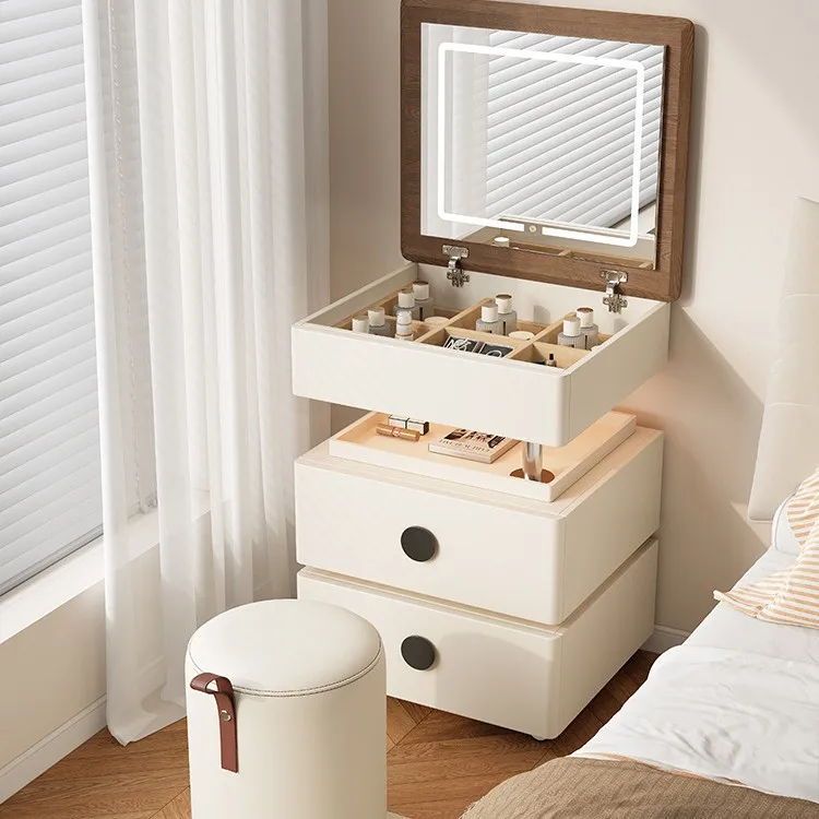 

Cream Style Flip Style Dressing Table Modern Simple, Multifunctional Foldable Small Dressing Table Storage Cabinet Makeup Table