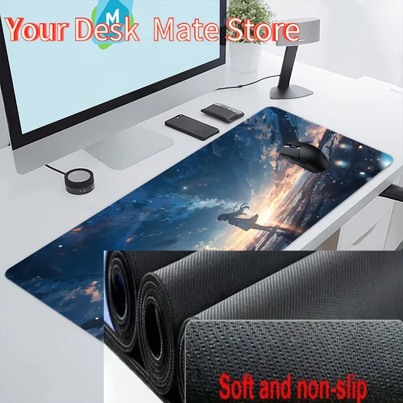 Anime Romantic Healing Mouse Pad Large Thick Non-Slip Waterproof Premium for Esports Desk-Hug Rubber Mouse Pad Secure Grip