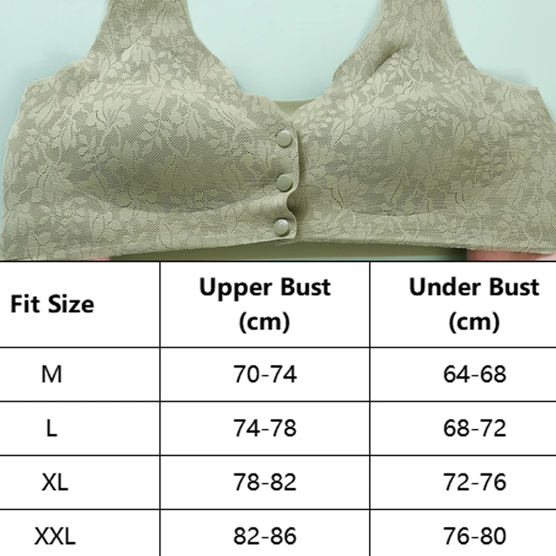 FINETOO 1Pc Soft Cups Before The Button In The Elderly Underwear Breathable Women Without Steel Ring Tank Top Lace Plus Size Bra