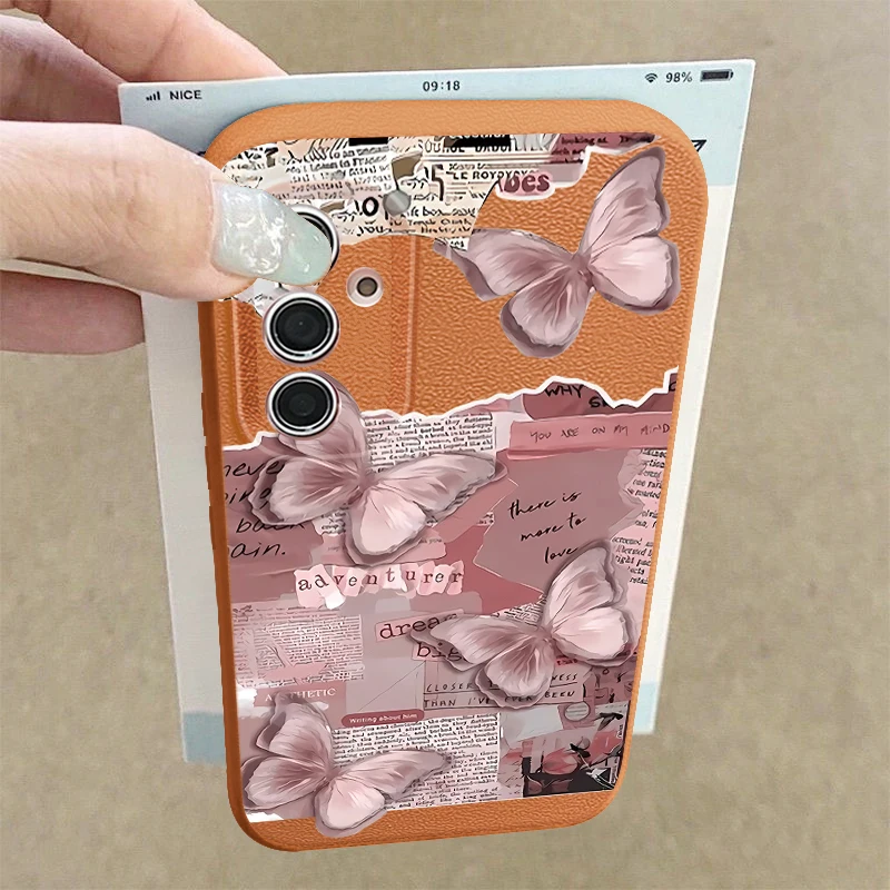Flower Butterfly Patterned Phone Case For Samsung Galaxy A57 A56 A55 A37 A17 A36 A16 A15 5G A35 A26 A25 A54 Soft Silicone Cover