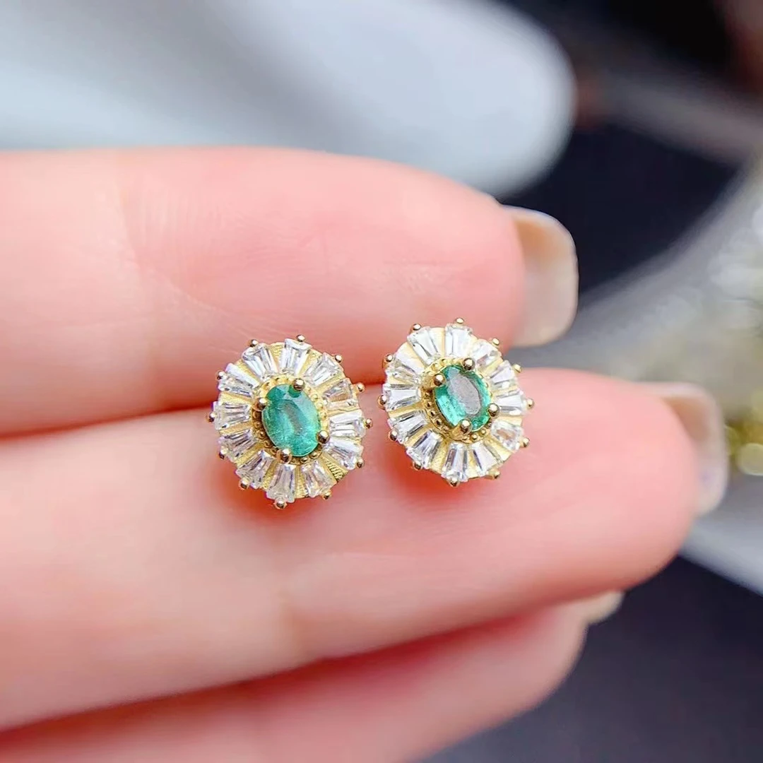 KJJEAXCMY Brand Boutique Jewelry 925 Sterling Silver Natural Emerald Women's Earrings Girl Birthday Gift Christmas Party