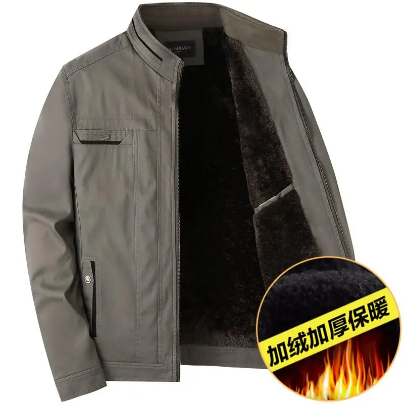 

Men's Thickened Pure Cotton Jacket Autumn Winter Warm Outerwear Casual Fashion Mid-aged Style Long Sleeve Stand Collar Coat