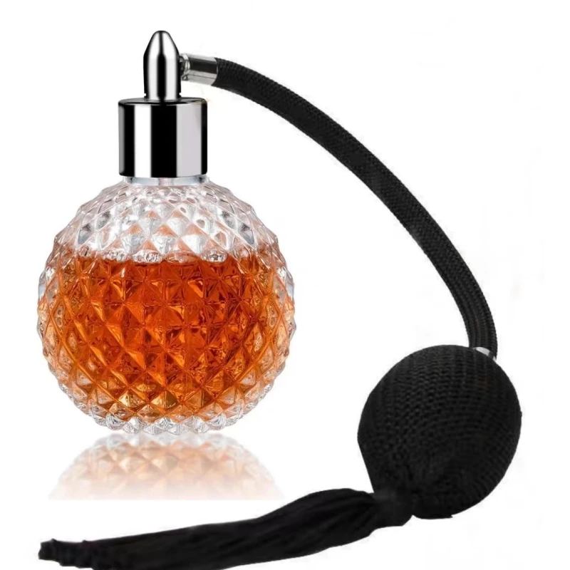 

100ml Crystal Art Vintage Style Empty Refillable Perfume Atomizer Long Tassel Spray Bitter Bottle With Air Bag Bar Tool