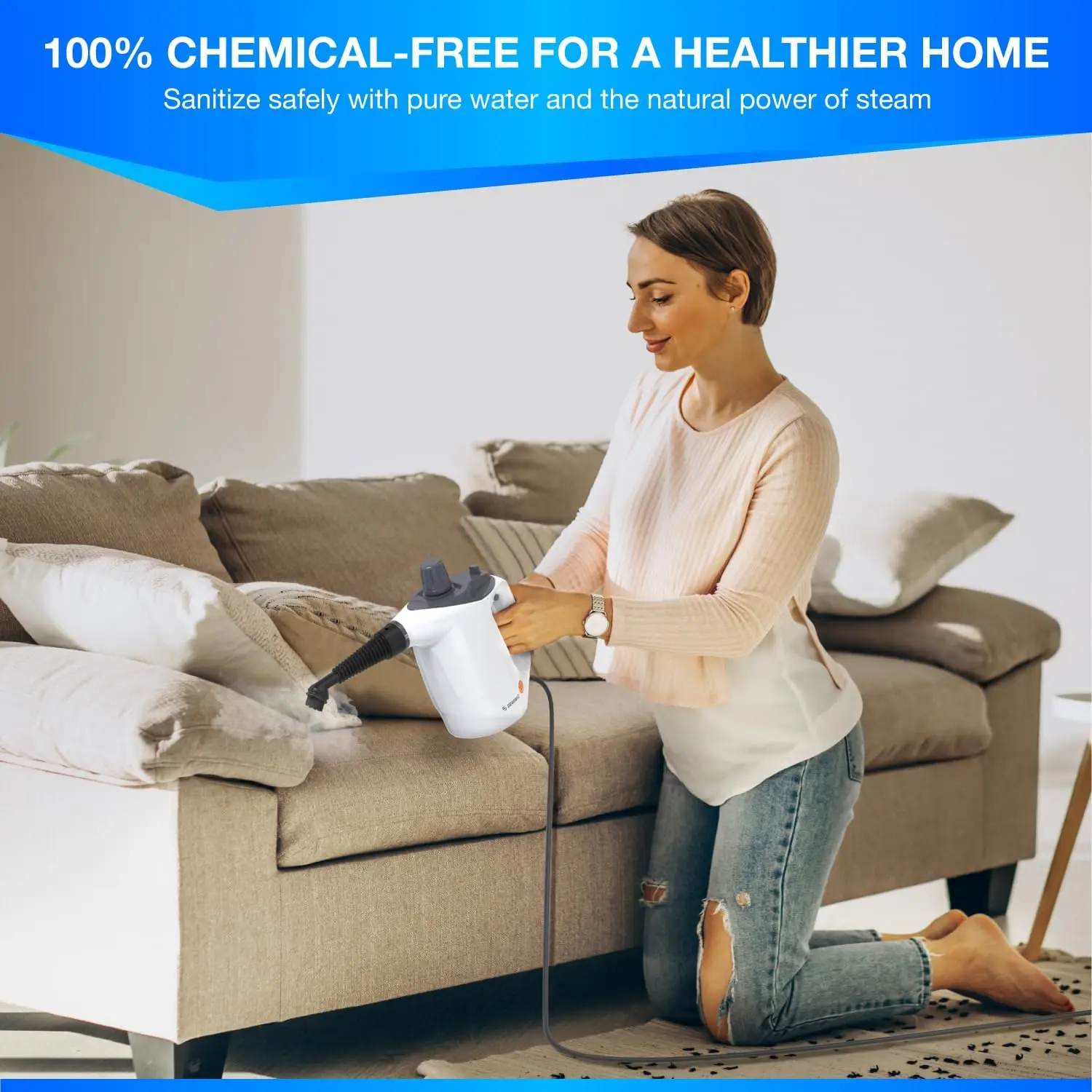 Handheld Steam Cleaner – 9-Piece Set, High-Pressure for Home, Kitchen, Car & Upholstery